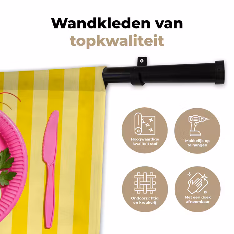 Wandkleed - Eten - Roze - Geel - Modern - Culinaire — 3