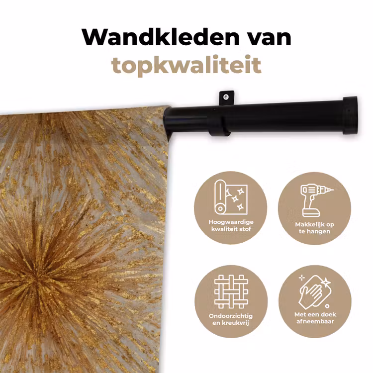 Wandkleed - Explosie - Abstract - Goud - Wit — 3