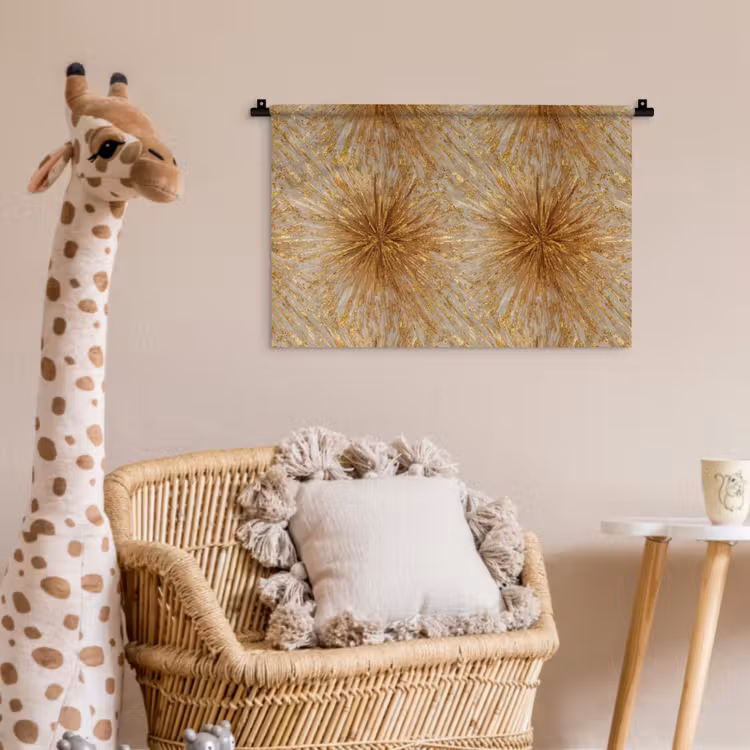 Wandkleed - Explosie - Abstract - Goud - Wit — 5