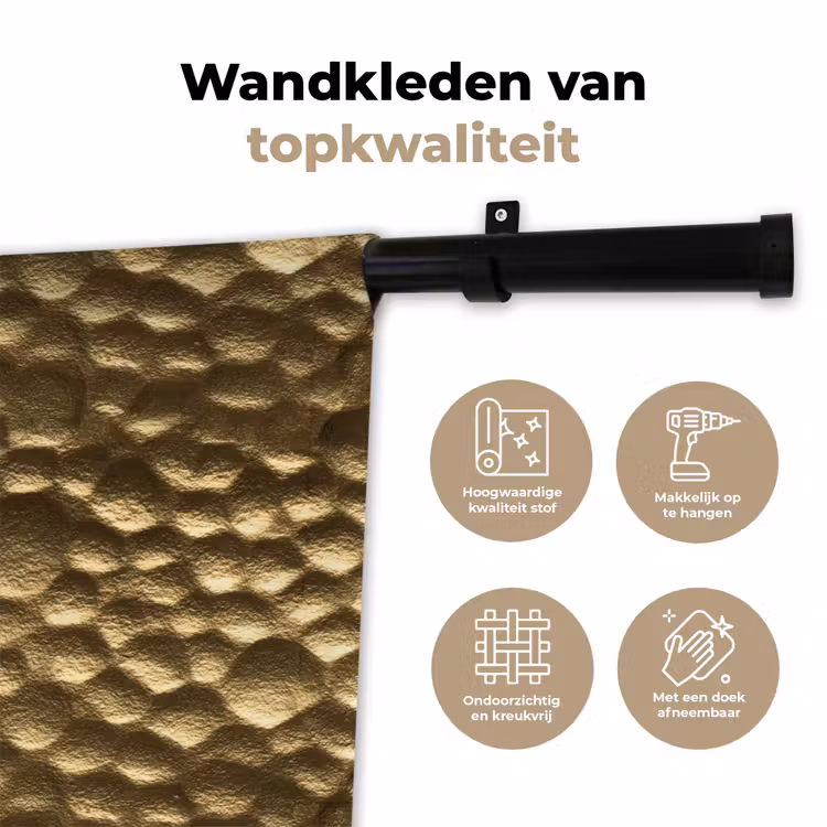 Wandkleed - Gehamerd - Reliëf - Textuur - Bronsgoud — 3
