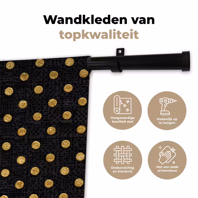 Wandkleed - Polka Dot - Stippen - Goud - Zwart — 3