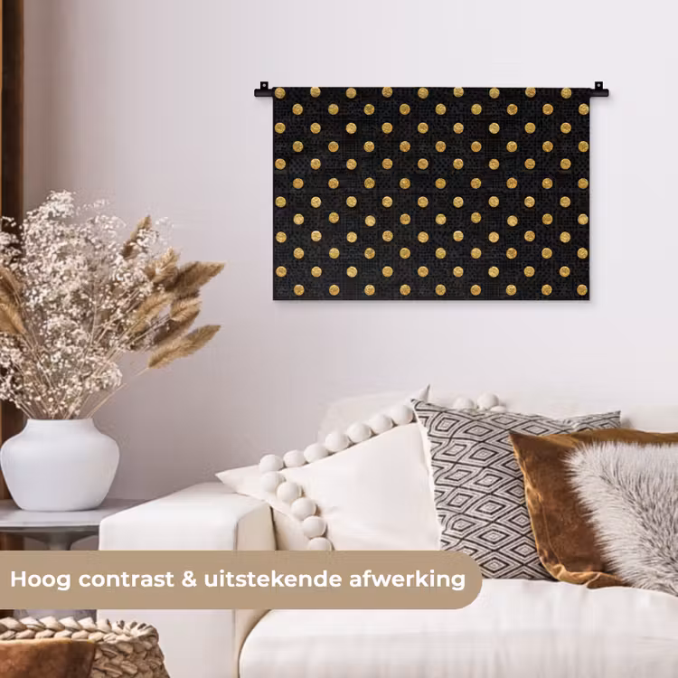 Wandkleed - Polka Dot - Stippen - Goud - Zwart — 4