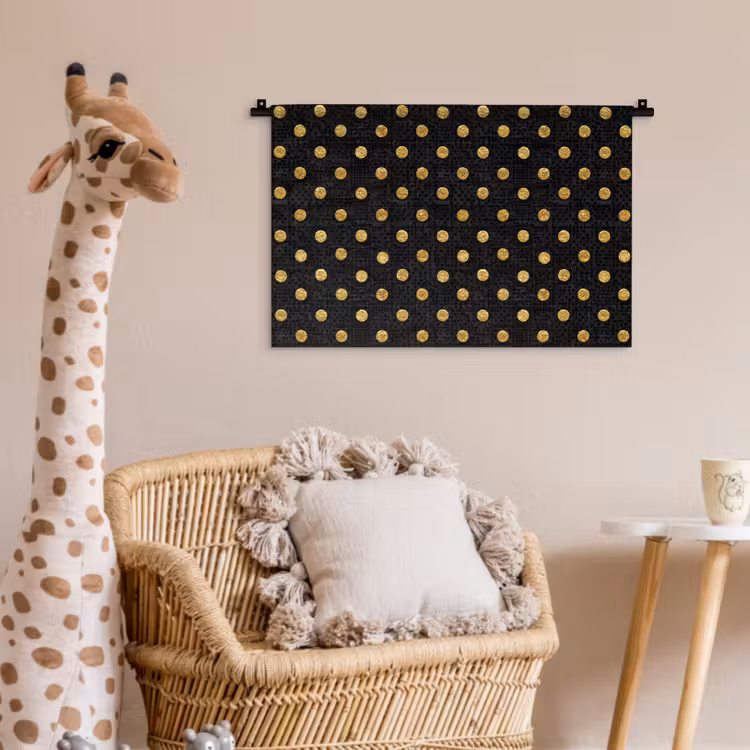 Wandkleed - Polka Dot - Stippen - Goud - Zwart — 5