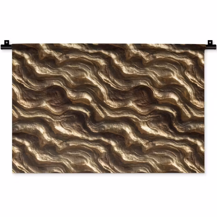 Wandkleed - Reliëf - Golven - Abstract - Bronsgoud — 1