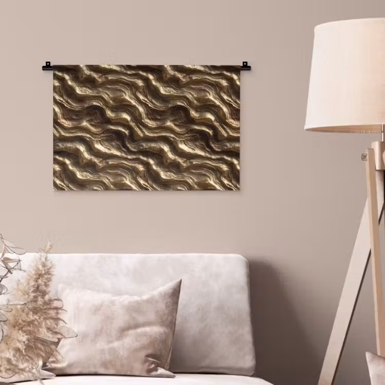 Wandkleed - Reliëf - Golven - Abstract - Bronsgoud — 2