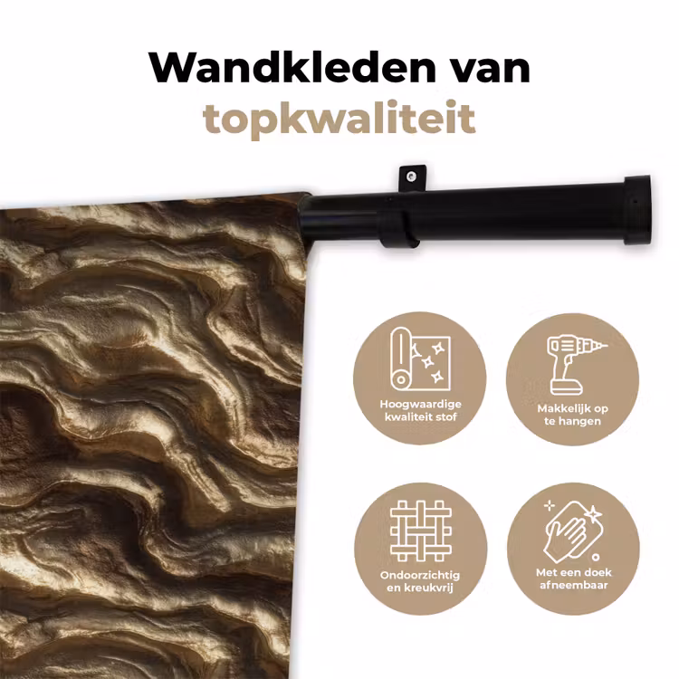 Wandkleed - Reliëf - Golven - Abstract - Bronsgoud — 3
