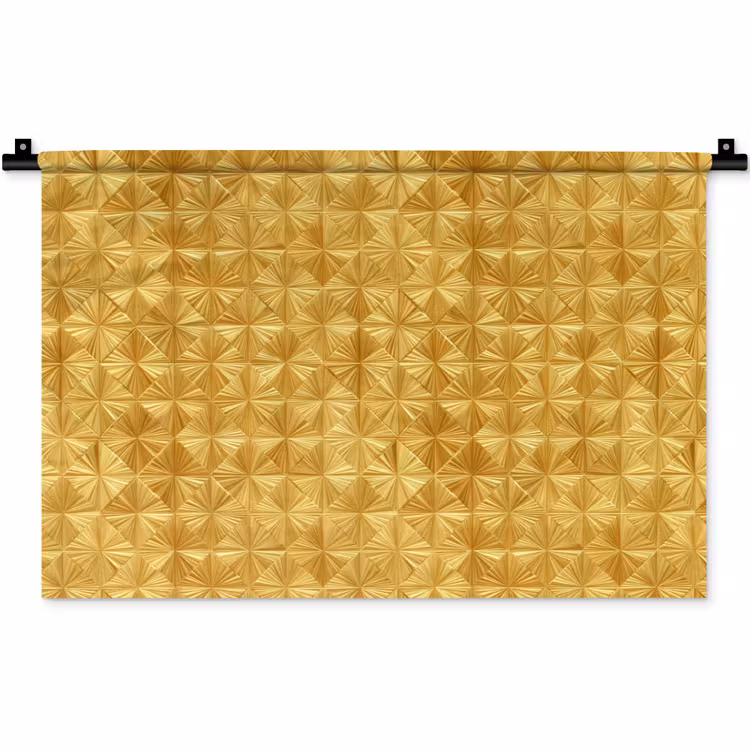 Wandkleed - Tegels - Geometrisch - Reliëf - Goud — 1