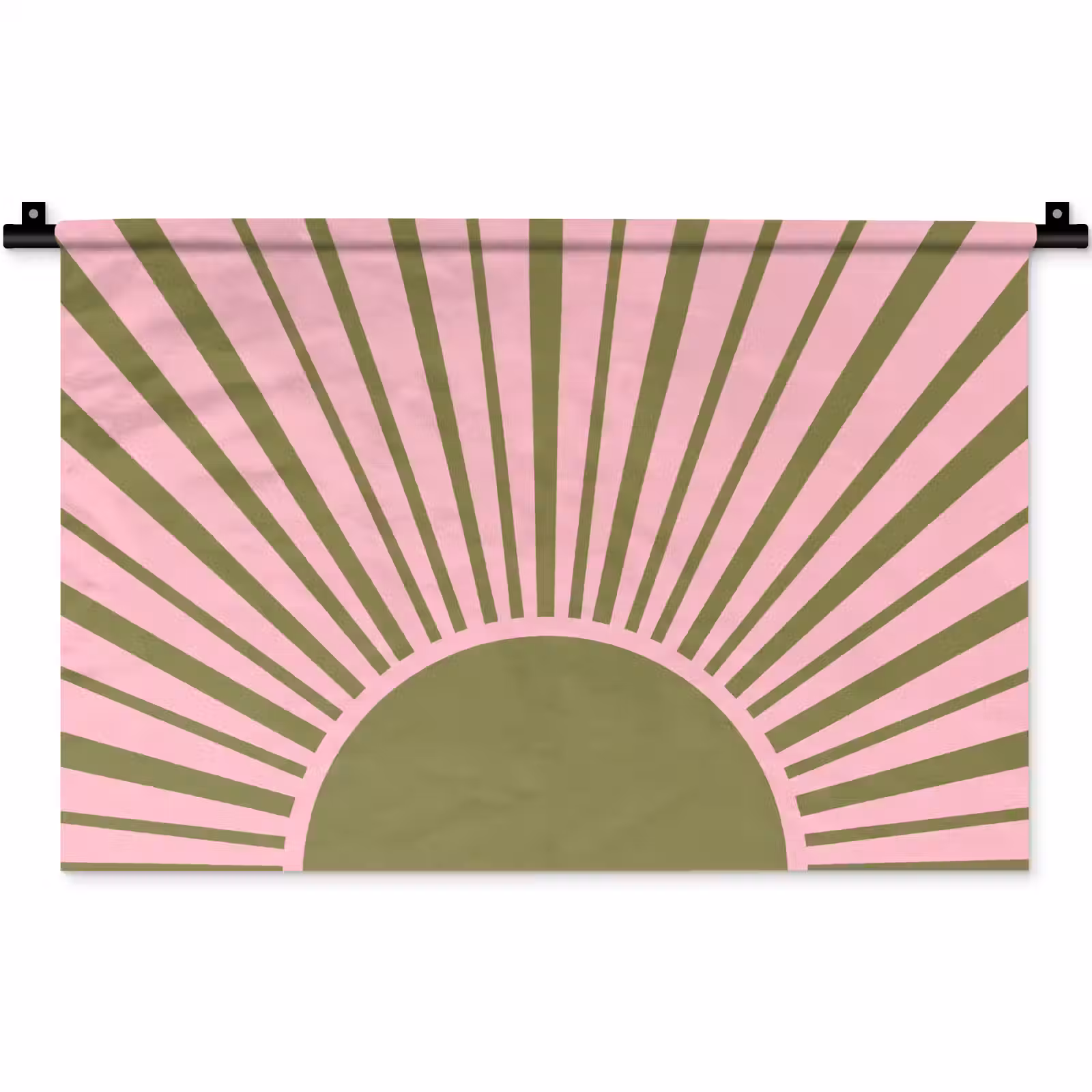 Wandkleed - Abstract - Stralen - Grafisch - Roze - Groen — 1