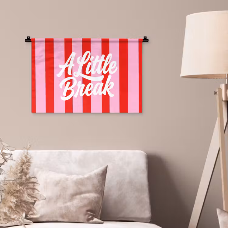 Wandkleed - A Little Break - Strepen - Rood - Roze — 2