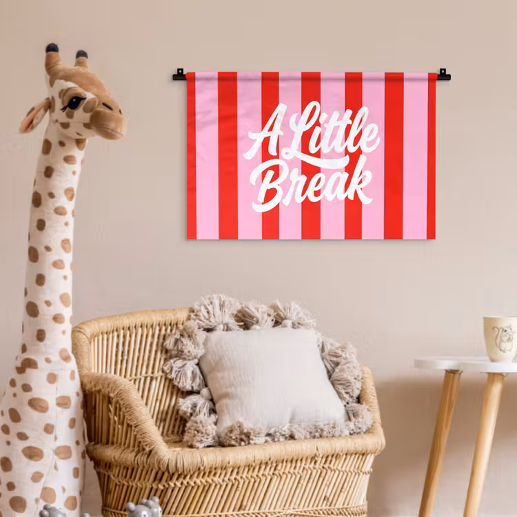 Wandkleed - A Little Break - Strepen - Rood - Roze — 5