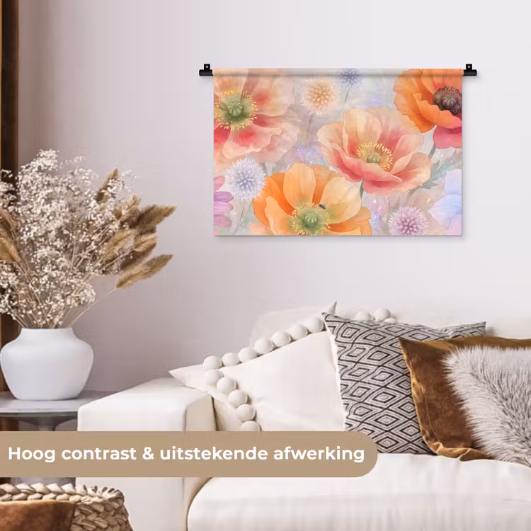 Wandkleed - Bloemen - Aquarel - Natuur - Modern - Kleurrijk — 4