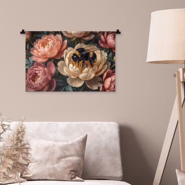 Wandkleed - Bloemen - Insect - Natuur - Roze — 2