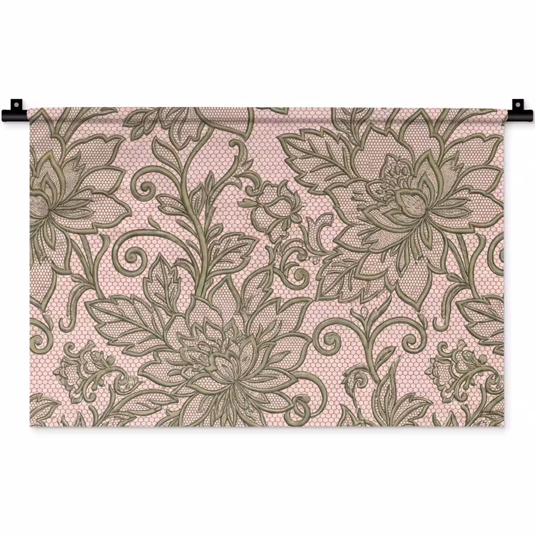 Wandkleed - Bloemen - Kant - Patroon - Klassiek - Groen — 1