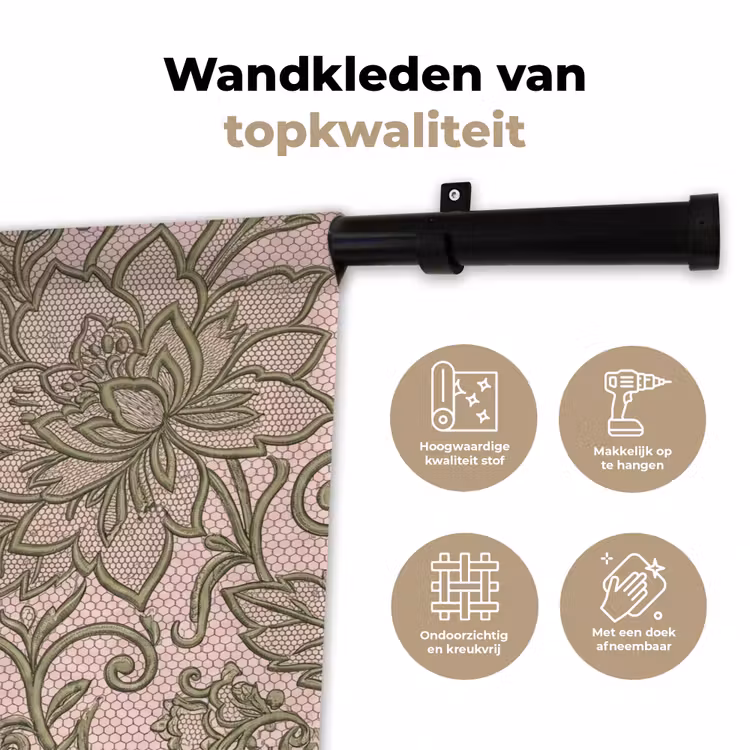 Wandkleed - Bloemen - Kant - Patroon - Klassiek - Groen — 3