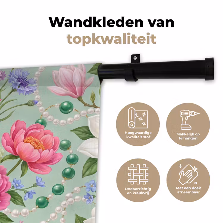 Wandkleed - Bloemen - Patroon - Botanisch - Groen — 3