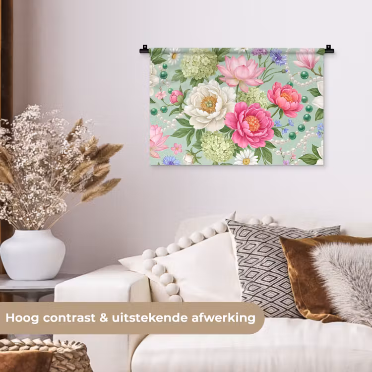 Wandkleed - Bloemen - Patroon - Botanisch - Groen — 4