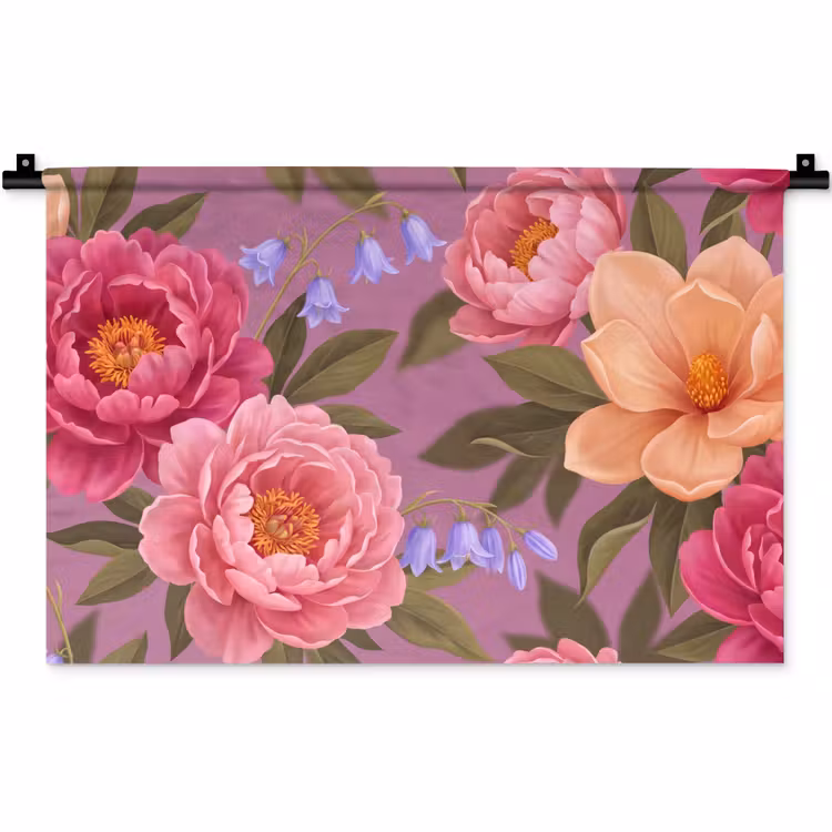Wandkleed - Bloemen - Patroon - Illustratie - Roze — 1