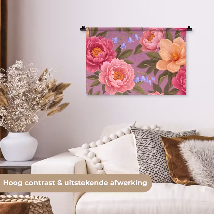 Wandkleed - Bloemen - Patroon - Illustratie - Roze — 4