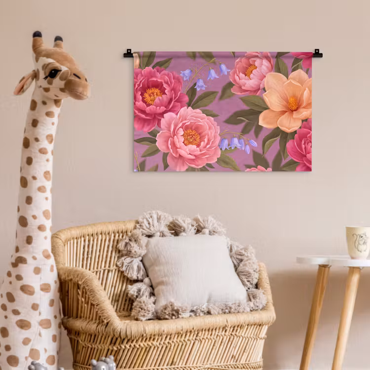 Wandkleed - Bloemen - Patroon - Illustratie - Roze — 5