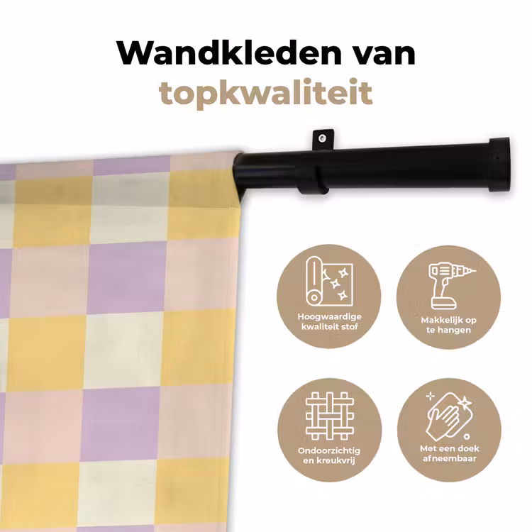 Wandkleed - Cheers Chica - Ruitjes - Lila - Geel — 3