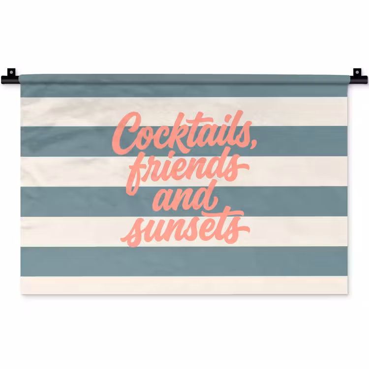 Wandkleed - Cocktails - Strepen - Blauw - Koraal — 1