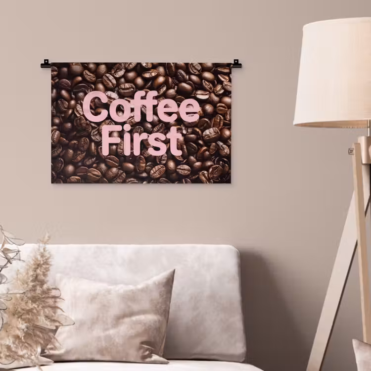 Wandkleed - Coffee First - Koffiebonen - Roze — 2
