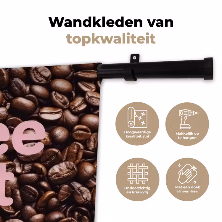 Wandkleed - Coffee First - Koffiebonen - Roze — 3