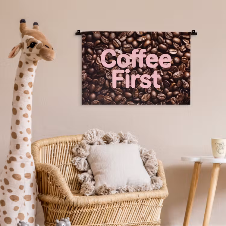Wandkleed - Coffee First - Koffiebonen - Roze — 5