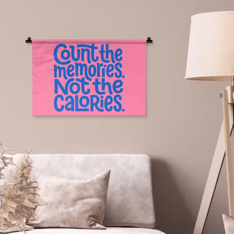 Wandkleed - Memories - Roze - Blauw - Quote — 2