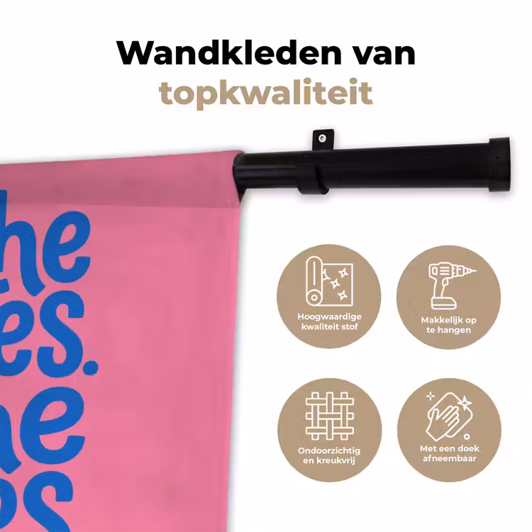 Wandkleed - Memories - Roze - Blauw - Quote — 3