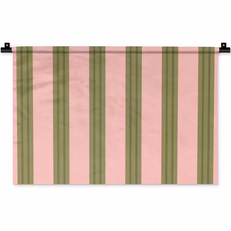 Wandkleed - Patroon - Strepen - Abstract - Roze - Groen — 1