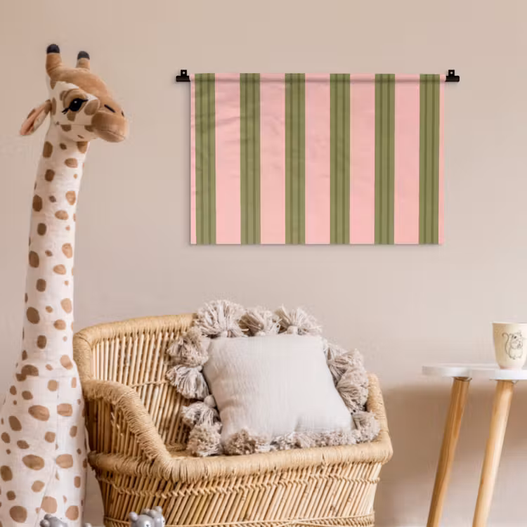 Wandkleed - Patroon - Strepen - Abstract - Roze - Groen — 5