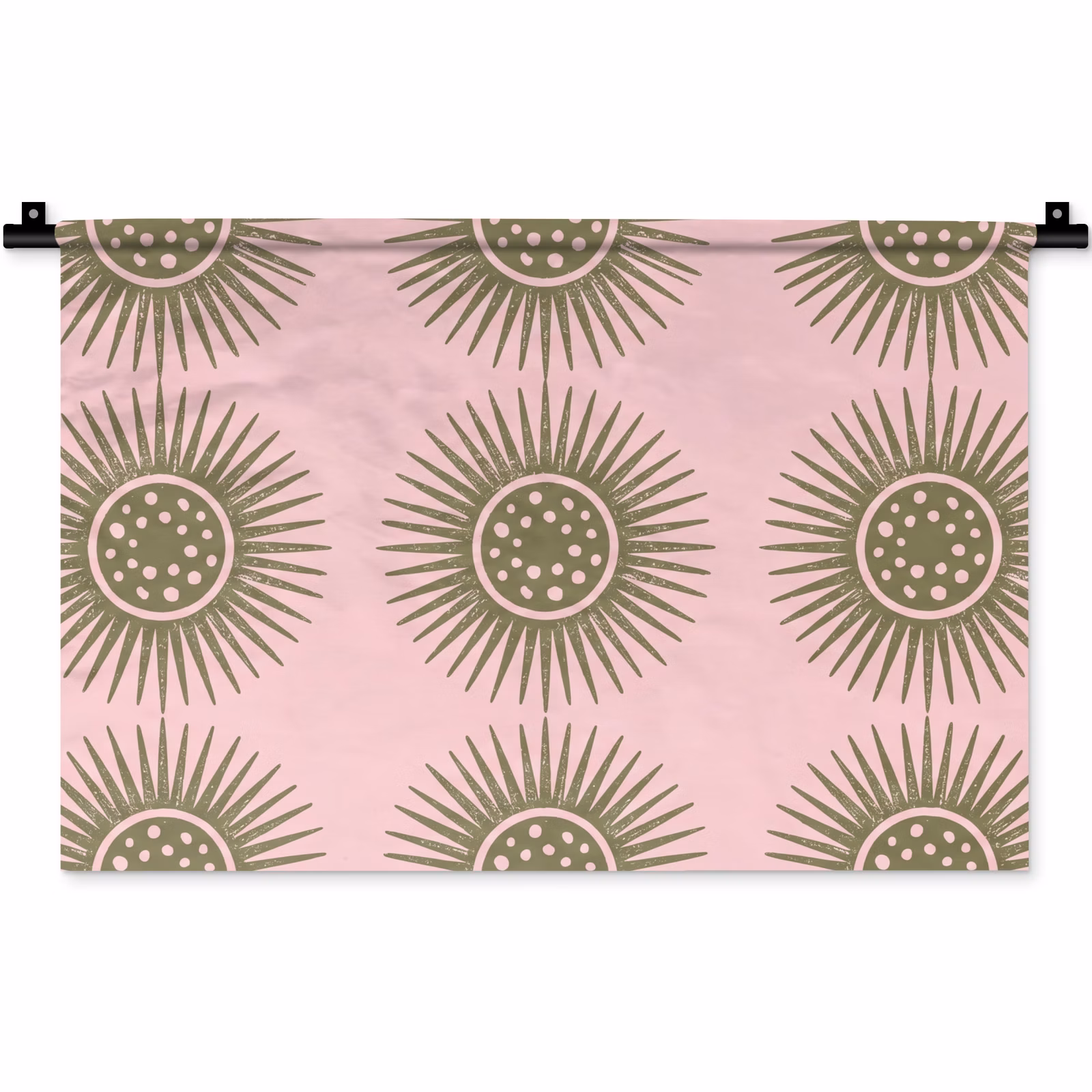 Wandkleed - Bloemen - Patroon - Abstract - Roze - Groen — 1