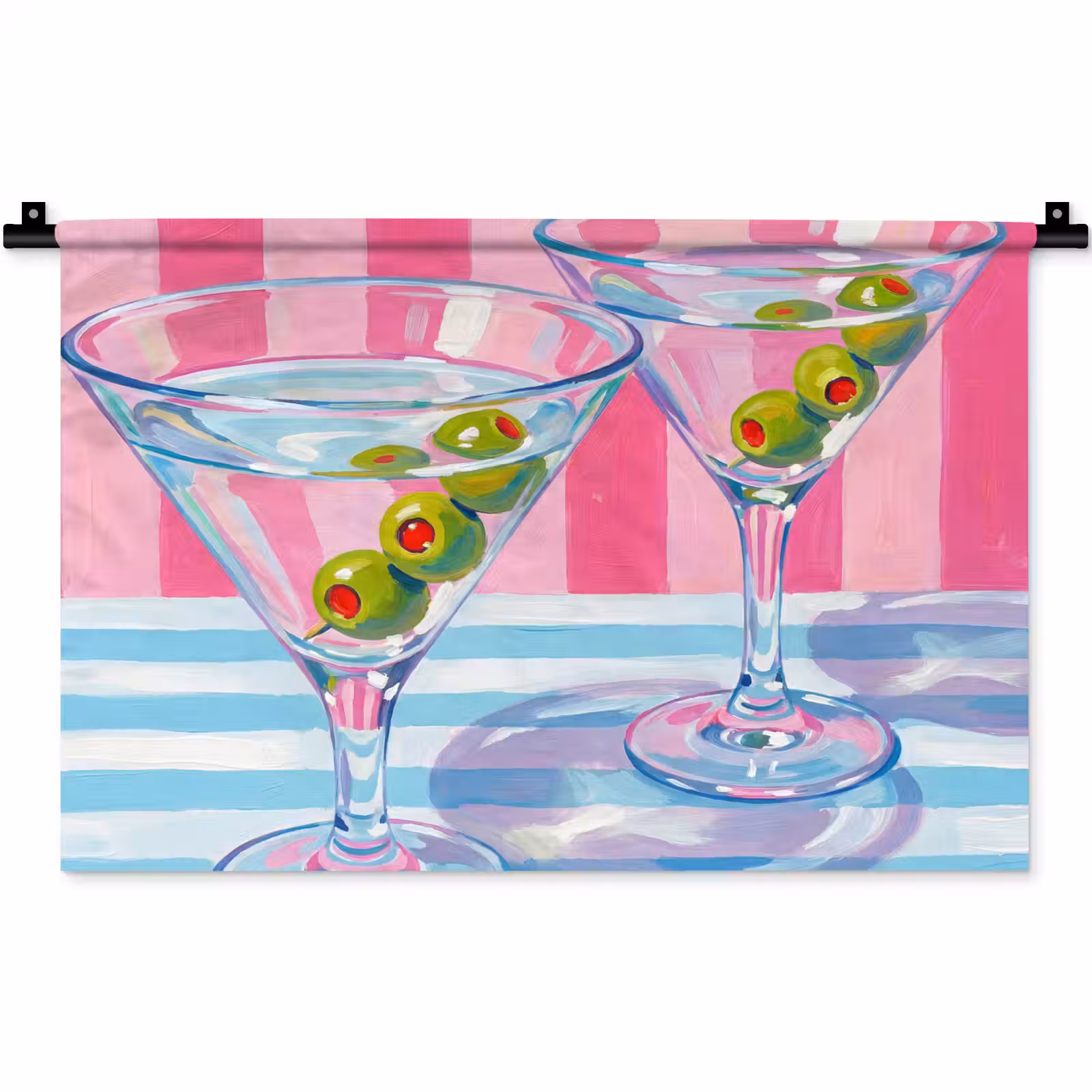 Wandkleed - Cocktail - Olijven - Kunst - Modern - Roze — 1