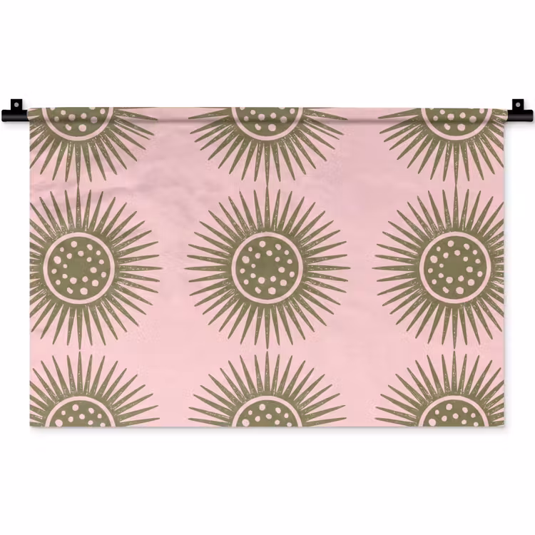 Wandkleed - Bloemen - Patroon - Abstract - Roze - Groen — 1
