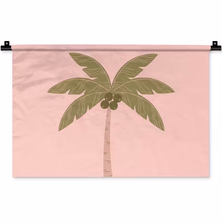Wandkleed - Boom - Palm - Natuur - Illustratie - Roze — 1