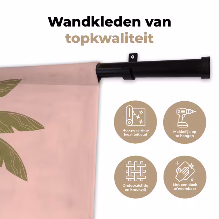 Wandkleed - Boom - Palm - Natuur - Illustratie - Roze — 3