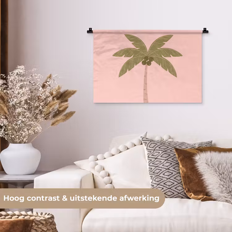 Wandkleed - Boom - Palm - Natuur - Illustratie - Roze — 4