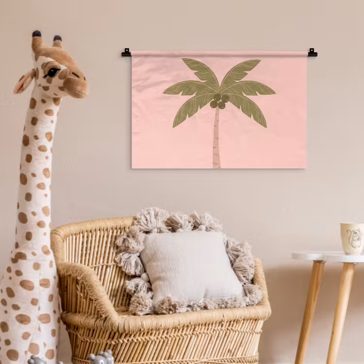 Wandkleed - Boom - Palm - Natuur - Illustratie - Roze — 5
