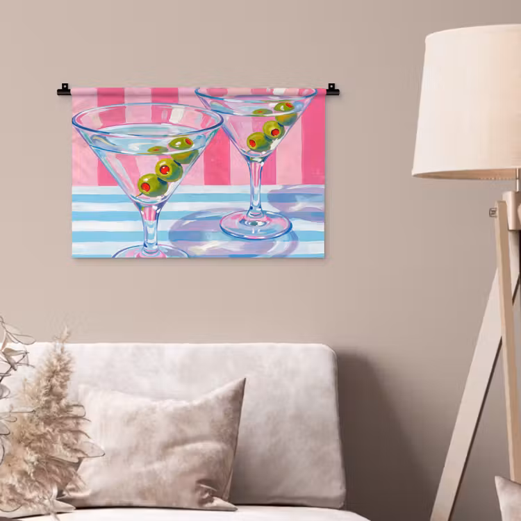 Wandkleed - Cocktail - Olijven - Kunst - Modern - Roze — 2