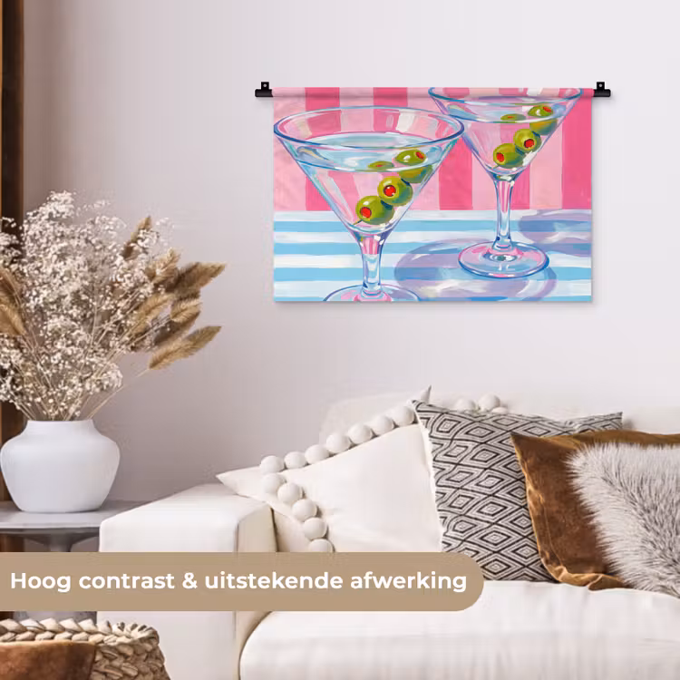 Wandkleed - Cocktail - Olijven - Kunst - Modern - Roze — 4