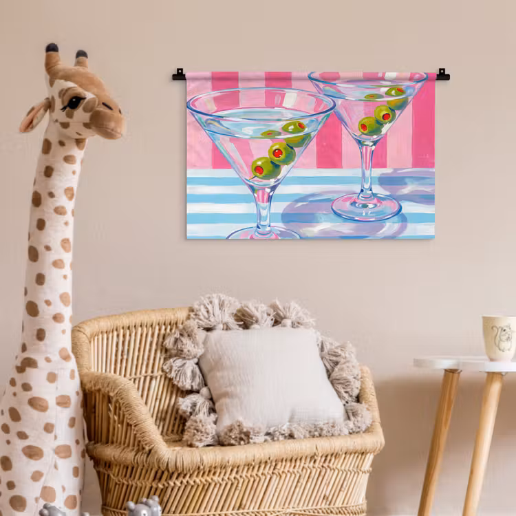 Wandkleed - Cocktail - Olijven - Kunst - Modern - Roze — 5