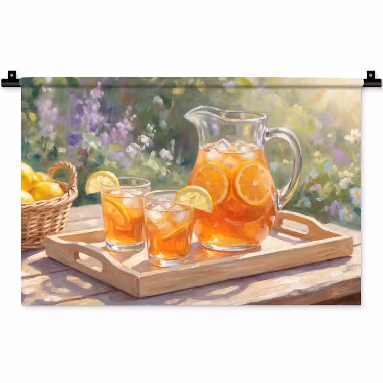 Wandkleed - Drank - Citroen - Zomer - Tuin - Geel — 1