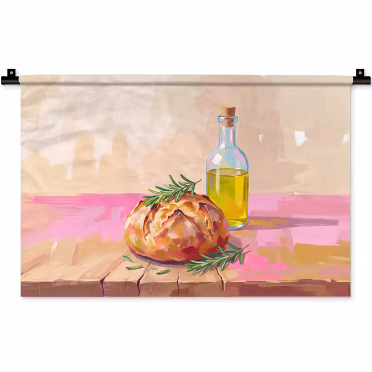 Wandkleed - Eten - Brood - Olijfolie - Abstract - Keuken — 1
