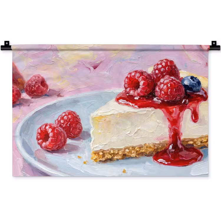 Wandkleed - Eten - Cheesecake - Bessen - Abstract - Roze — 1