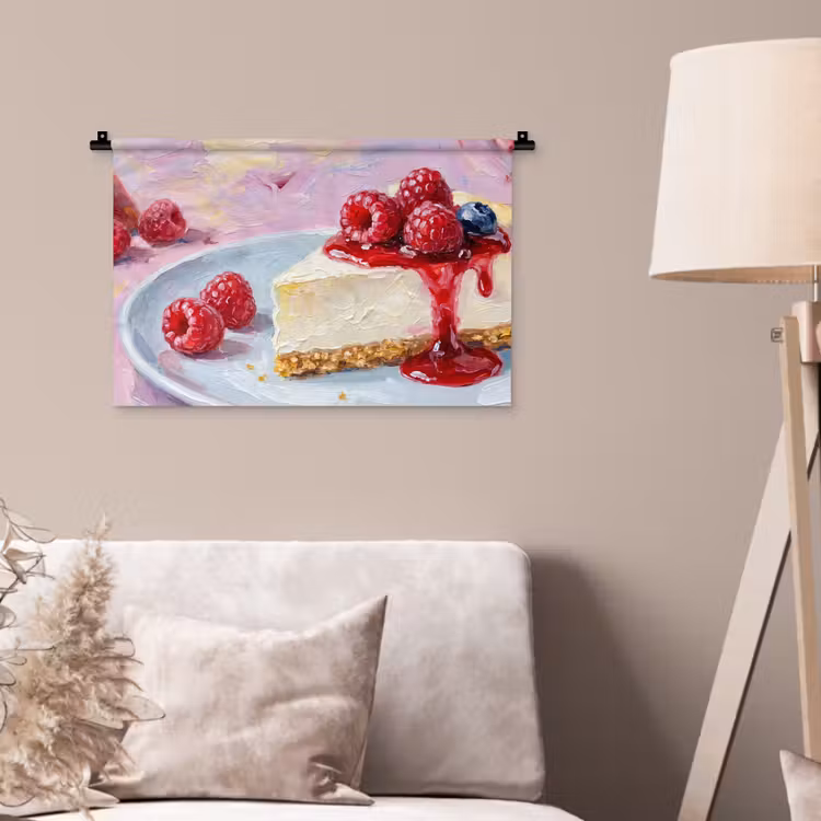 Wandkleed - Eten - Cheesecake - Bessen - Abstract - Roze — 2
