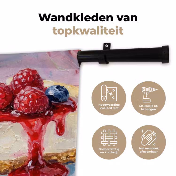 Wandkleed - Eten - Cheesecake - Bessen - Abstract - Roze — 3