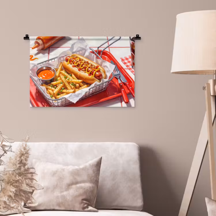 Wandkleed - Eten - Hotdog - Fastfood - Modern - Rood — 2
