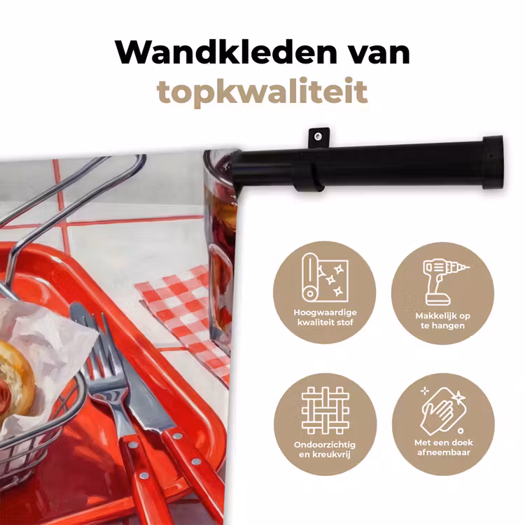 Wandkleed - Eten - Hotdog - Fastfood - Modern - Rood — 3