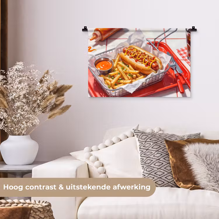 Wandkleed - Eten - Hotdog - Fastfood - Modern - Rood — 4